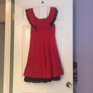 Red and black lace tight vintage style dress